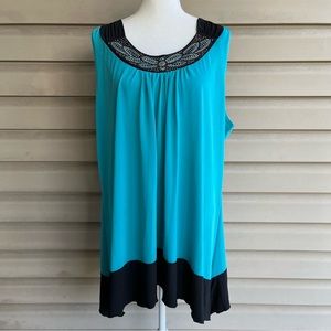 •Dress Barn• Sleeveless Embellished Tunic Length Blouse - Size 22/24
